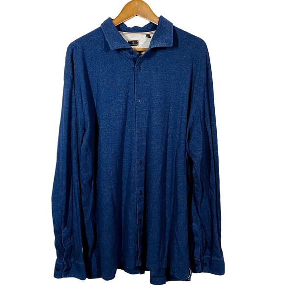 Left Coast Tees Long Sleeve Button Up Shirt Career Casual Blue - XXL - Picture 1 of 4